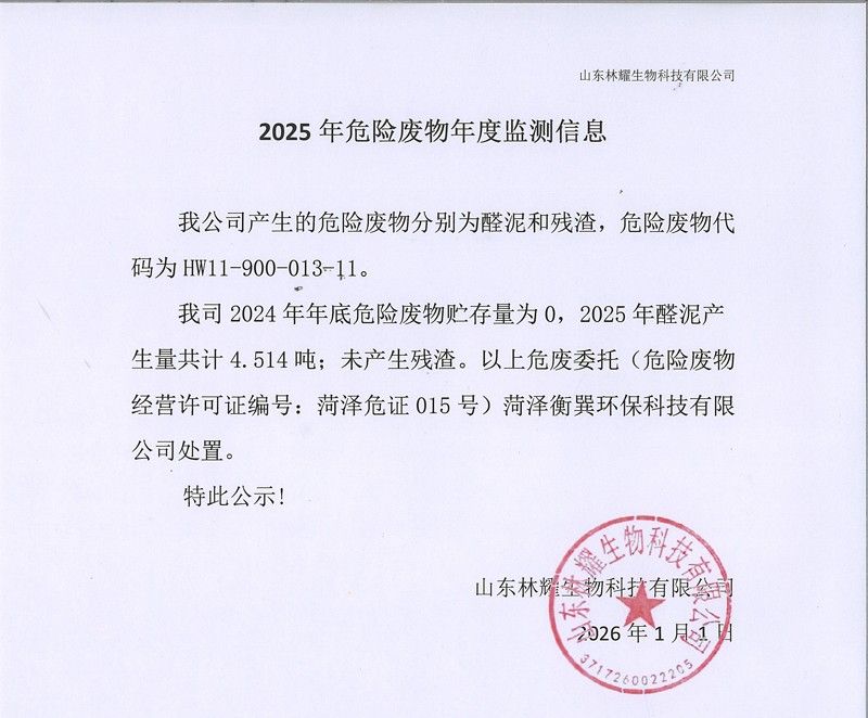 2025年危险废物年度监测信息